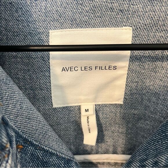 Anthropologie Avec Les Filles Sweater-Sleeved Denim
Trucker Jacket NEW Medium - Picture 11 of 15